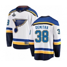 Youth St. Louis Blues #38 Pavol Demitra Fanatics Branded White Away Breakaway 2019 Stanley Cup Champions Hockey Jersey