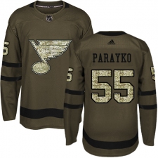 Men's Adidas St. Louis Blues #55 Colton Parayko Authentic Green Salute to Service NHL Jersey