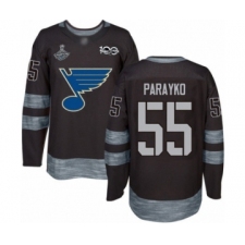 Men's St. Louis Blues #55 Colton Parayko Authentic Black 1917-2017 100th Anniversary 2019 Stanley Cup Champions Hockey Jersey