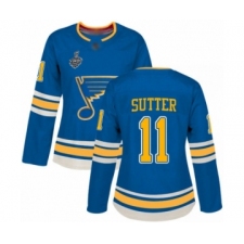 Women's St. Louis Blues #11 Brian Sutter Authentic Navy Blue Alternate 2019 Stanley Cup Final Bound Hockey Jersey