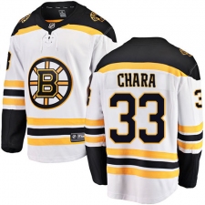 Youth Boston Bruins #33 Zdeno Chara Authentic White Away Fanatics Branded Breakaway NHL Jersey