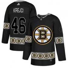Men's Adidas Boston Bruins #46 David Krejci Authentic Black Team Logo Fashion NHL Jersey