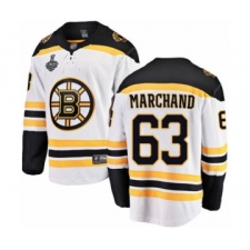 Men's Boston Bruins #63 Brad Marchand Authentic White Away Fanatics Branded Breakaway 2019 Stanley Cup Final Bound Hockey Jersey