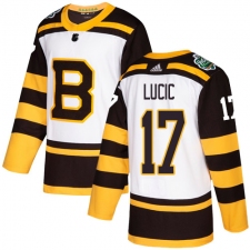 Men's Adidas Boston Bruins #17 Milan Lucic Authentic White 2019 Winter Classic NHL Jersey