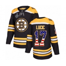 Men's Boston Bruins #17 Milan Lucic Authentic Black USA Flag Fashion 2019 Stanley Cup Final Bound Hockey Jersey