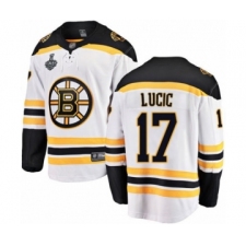 Men's Boston Bruins #17 Milan Lucic Authentic White Away Fanatics Branded Breakaway 2019 Stanley Cup Final Bound Hockey Jersey