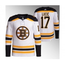 Men's Boston Bruins #17 Milan Lucic White Stitched Jersey