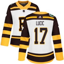 Women's Adidas Boston Bruins #17 Milan Lucic Authentic White 2019 Winter Classic NHL Jersey