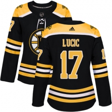 Women's Adidas Boston Bruins #17 Milan Lucic Premier Black Home NHL Jersey