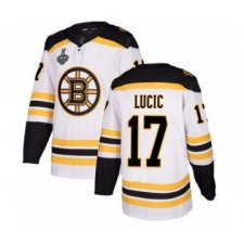 Youth Boston Bruins #17 Milan Lucic Authentic White Away 2019 Stanley Cup Final Bound Hockey Jersey
