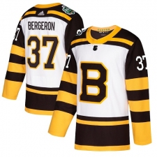 Men's Adidas Boston Bruins #37 Patrice Bergeron Authentic White 2019 Winter Classic NHL Jersey