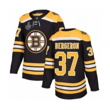 Men's Boston Bruins #37 Patrice Bergeron Authentic Black Home 2019 Stanley Cup Final Bound Hockey Jersey