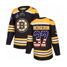 Men's Boston Bruins #37 Patrice Bergeron Authentic Black USA Flag Fashion 2019 Stanley Cup Final Bound Hockey Jersey