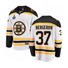 Men's Boston Bruins #37 Patrice Bergeron Authentic White Away Fanatics Branded Breakaway 2019 Stanley Cup Final Bound Hockey Jersey
