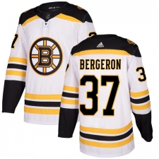 Youth Adidas Boston Bruins #37 Patrice Bergeron Authentic White Away NHL Jersey