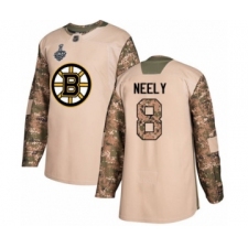Men's Boston Bruins #8 Cam Neely Authentic Camo Veterans Day Practice 2019 Stanley Cup Final Bound Hockey Jersey