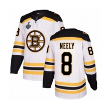 Men's Boston Bruins #8 Cam Neely Authentic White Away 2019 Stanley Cup Final Bound Hockey Jersey