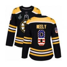 Women's Boston Bruins #8 Cam Neely Authentic Black USA Flag Fashion 2019 Stanley Cup Final Bound Hockey Jersey