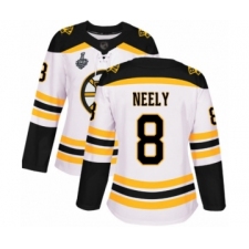Women's Boston Bruins #8 Cam Neely Authentic White Away 2019 Stanley Cup Final Bound Hockey Jersey
