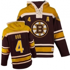 Men's Old Time Hockey Boston Bruins #4 Bobby Orr Premier Black Sawyer Hooded Sweatshirt NHL Jersey