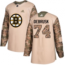 Men's Adidas Boston Bruins #74 Jake DeBrusk Authentic Camo Veterans Day Practice NHL Jersey