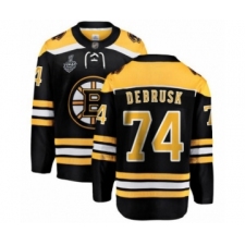 Men's Boston Bruins #74 Jake DeBrusk Authentic Black Home Fanatics Branded Breakaway 2019 Stanley Cup Final Bound Hockey Jersey