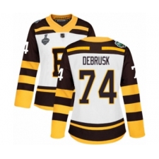 Women's Boston Bruins #74 Jake DeBrusk Authentic White Winter Classic 2019 Stanley Cup Final Bound Hockey Jersey