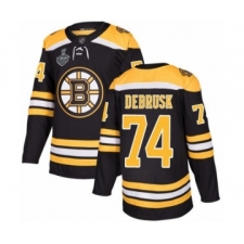 Youth Boston Bruins #74 Jake DeBrusk Authentic Black Home 2019 Stanley Cup Final Bound Hockey Jersey