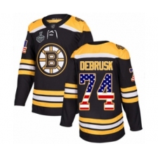 Youth Boston Bruins #74 Jake DeBrusk Authentic Black USA Flag Fashion 2019 Stanley Cup Final Bound Hockey Jersey
