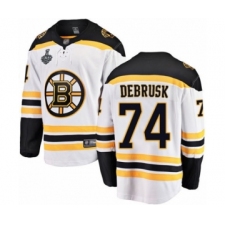 Youth Boston Bruins #74 Jake DeBrusk Authentic White Away Fanatics Branded Breakaway 2019 Stanley Cup Final Bound Hockey Jersey