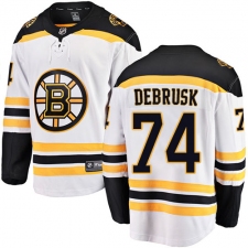 Youth Boston Bruins #74 Jake DeBrusk Authentic White Away Fanatics Branded Breakaway NHL Jersey