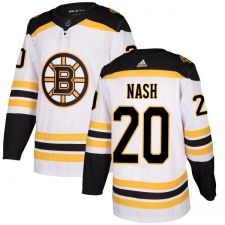 Men's Adidas Boston Bruins #20 Riley Nash Authentic White Away NHL Jersey