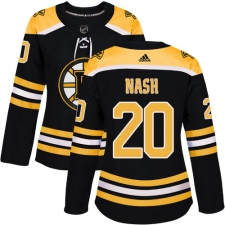 Women's Adidas Boston Bruins #20 Riley Nash Premier Black Home NHL Jersey