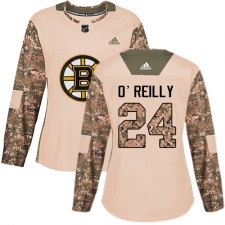 Women's Adidas Boston Bruins #24 Terry O'Reilly Authentic Camo Veterans Day Practice NHL Jersey