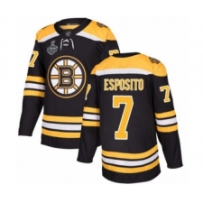 Men's Boston Bruins #7 Phil Esposito Authentic Black Home 2019 Stanley Cup Final Bound Hockey Jersey