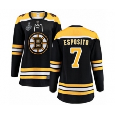 Women's Boston Bruins #7 Phil Esposito Authentic Black Home Fanatics Branded Breakaway 2019 Stanley Cup Final Bound Hockey Jersey