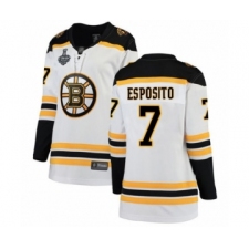 Women's Boston Bruins #7 Phil Esposito Authentic White Away Fanatics Branded Breakaway 2019 Stanley Cup Final Bound Hockey Jersey