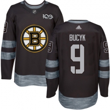 Men's Adidas Boston Bruins #9 Johnny Bucyk Authentic Black 1917-2017 100th Anniversary NHL Jersey