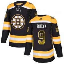 Men's Adidas Boston Bruins #9 Johnny Bucyk Authentic Black Drift Fashion NHL Jersey