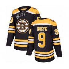 Men's Boston Bruins #9 Johnny Bucyk Authentic Black Home 2019 Stanley Cup Final Bound Hockey Jersey