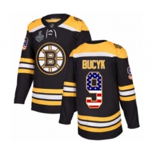 Men's Boston Bruins #9 Johnny Bucyk Authentic Black USA Flag Fashion 2019 Stanley Cup Final Bound Hockey Jersey
