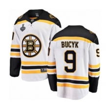 Men's Boston Bruins #9 Johnny Bucyk Authentic White Away Fanatics Branded Breakaway 2019 Stanley Cup Final Bound Hockey Jersey
