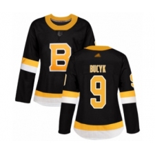 Women's Boston Bruins #9 Johnny Bucyk Authentic Black Alternate Hockey Jersey