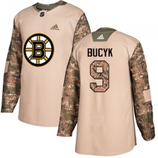 Youth Adidas Boston Bruins #9 Johnny Bucyk Authentic Camo Veterans Day Practice NHL Jersey
