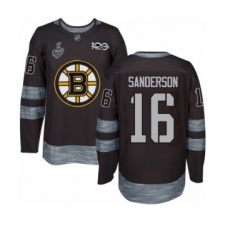 Men's Boston Bruins #16 Derek Sanderson Authentic Black 1917-2017 100th Anniversary 2019 Stanley Cup Final Bound Hockey Jersey