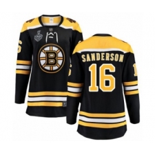 Women's Boston Bruins #16 Derek Sanderson Authentic Black Home Fanatics Branded Breakaway 2019 Stanley Cup Final Bound Hockey Jersey