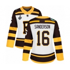 Women's Boston Bruins #16 Derek Sanderson Authentic White Winter Classic 2019 Stanley Cup Final Bound Hockey Jersey