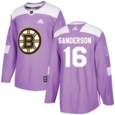 Youth Adidas Boston Bruins #16 Derek Sanderson Authentic Purple Fights Cancer Practice NHL Jersey