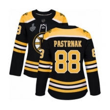 Women's Boston Bruins #88 David Pastrnak Authentic Black Home 2019 Stanley Cup Final Bound Hockey Jersey