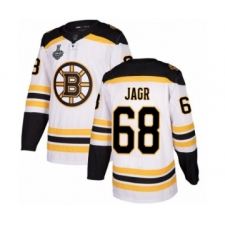 Men's Boston Bruins #68 Jaromir Jagr Authentic White Away 2019 Stanley Cup Final Bound Hockey Jersey